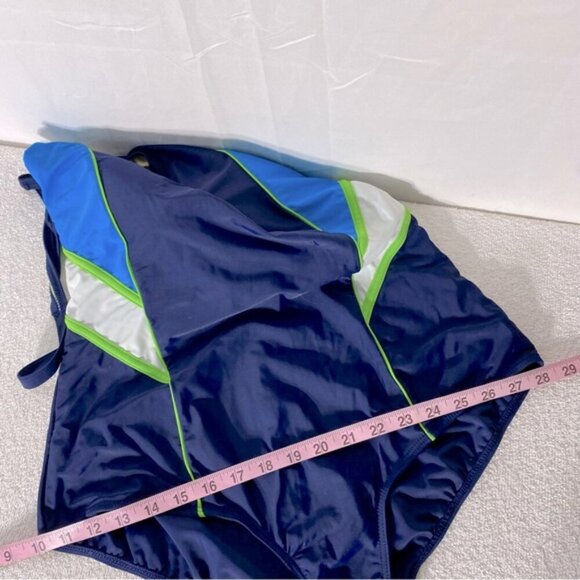 Roots Navy Blue Green One Piece swimsuit Bathing Suit 14 - Picture 14 of 15